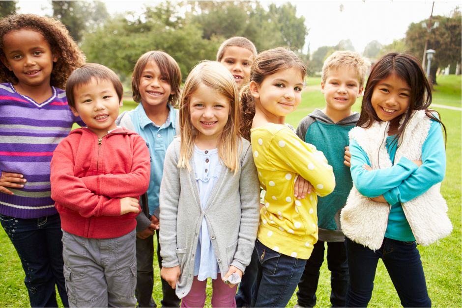 Group of children smiling